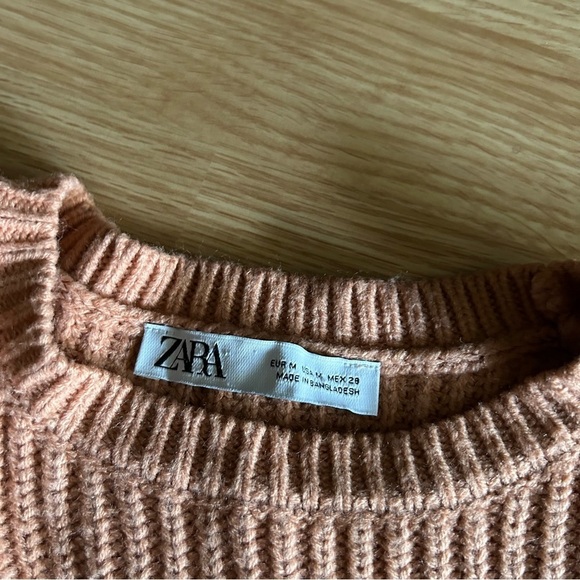 Zara Light Pink Chunky Cropped Sweater Medium - Picture 2 of 7